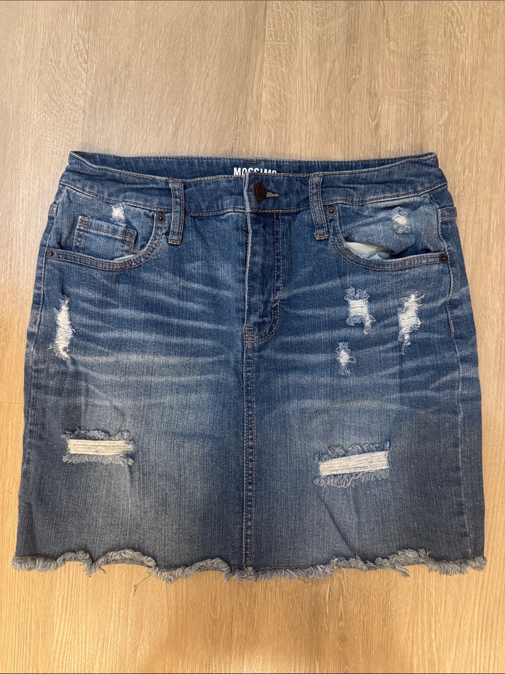 Mossimo Supply Co. Distressed Blue Denim Mini Skirt